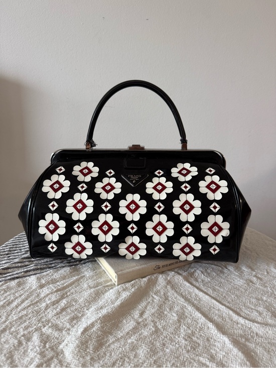Prada Handbags - Prada Spazzolato Flower Applique Doctor Bag